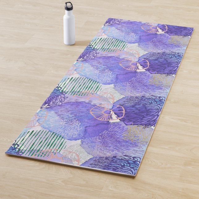 Purple watercolor art vibrant energetic art yoga mat (In Situ)