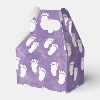 Purple Watercolor Baby Shower Footprint Pattern Favor Box