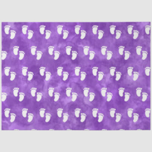 Purple Watercolor Baby Shower Footprint Pattern Tissue Paper