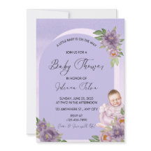 Purple Watercolor Baby Shower Invitation
