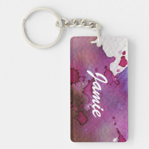Purple Watercolor Background Keychain