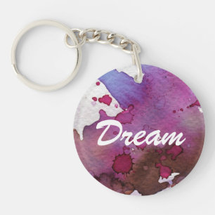 Purple Watercolor Background Keychain
