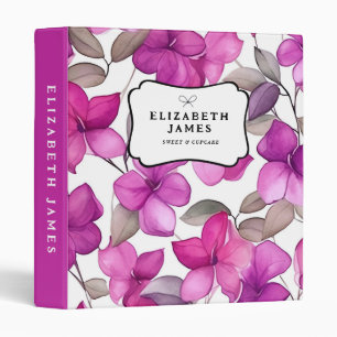 Purple Watercolor Bougainvillea Pattern Floral Binder