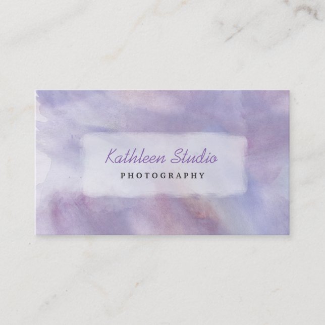 Purple  Watercolor Business Card (Front)