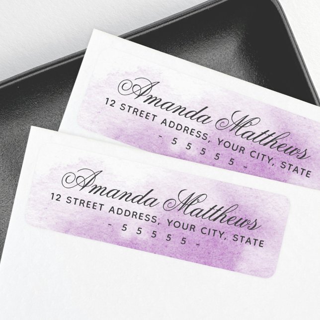 Purple watercolor calligraphy script address (Creator Uploaded)