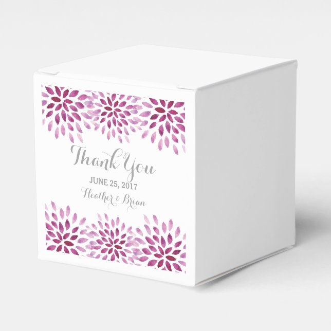 Purple Watercolor Chrysanthemum Favour Boxes (Front Side)
