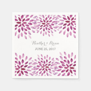 Purple Watercolor Chrysanthemum Paper Napkins