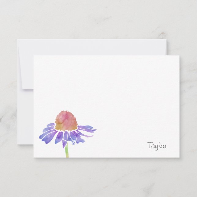 Purple Watercolor Coneflower Card (Front)