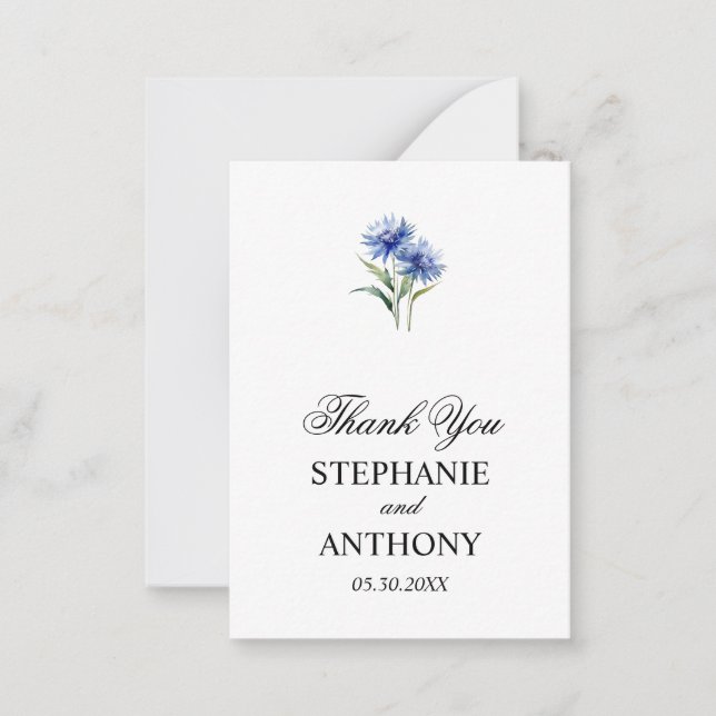 Purple Watercolor Cornflower WIldflower Wedding Card (Front)