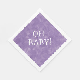 Purple Watercolor Custom Text Baby Shower Oh Baby Napkin