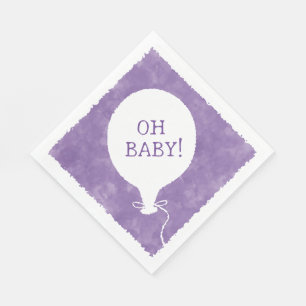 Purple Watercolor Custom Text Baby Shower Oh Baby Napkin