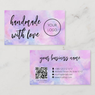 Purple Watercolor Cute Business Card