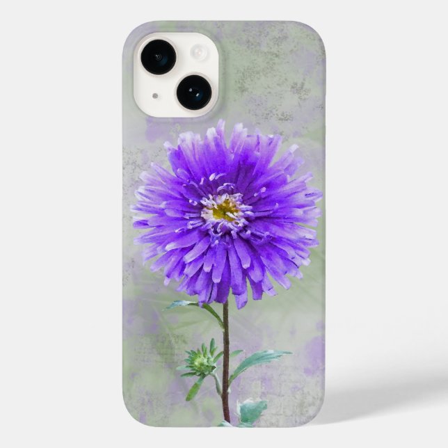 Purple Watercolor Dahlia Case-Mate iPhone Case (Back)