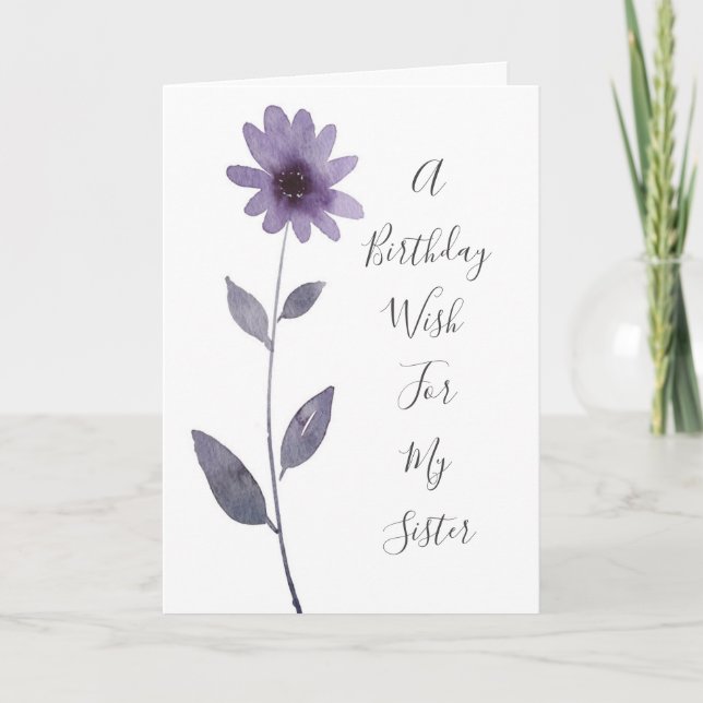 Purple Watercolor Daisy Card (Front)