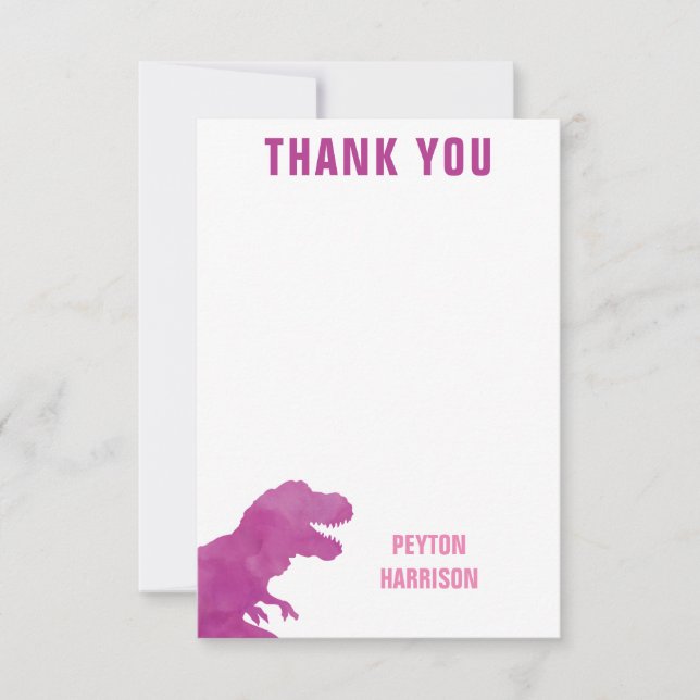 Purple Watercolor Dinosaur Personalized Thank You (Front)