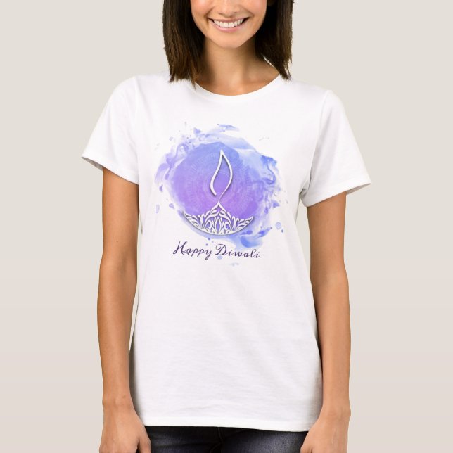 Purple Watercolor Diwali Deepa T-Shirt (Front)