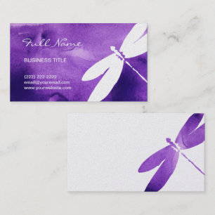 Purple Watercolor Dragonfly Business Cards