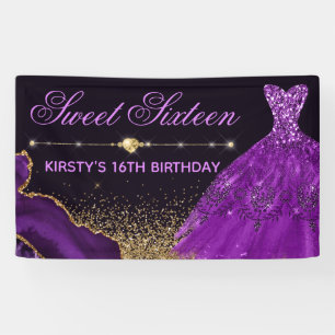 Purple Watercolor Dress agate Sweet 16 Invitation Banner