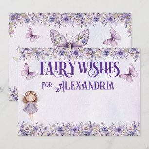 Purple Watercolor Floral Birthday Fairy Wishes Advice Card