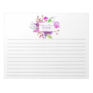 Purple Watercolor Floral Bouquet Lined Notepad