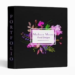 Purple Watercolor Floral Bouquet Portfolio Binder