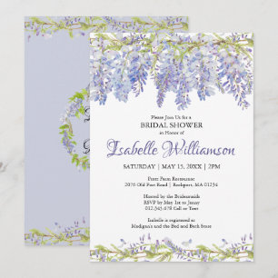 Purple Watercolor Floral Bridal Shower Invitations