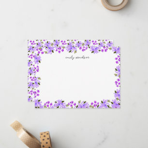 Purple Watercolor Floral Garden Personalized Card