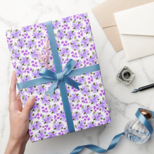 Purple Watercolor Floral Garden Wrapping Paper