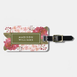 Purple Watercolor Floral Luggage Tag
