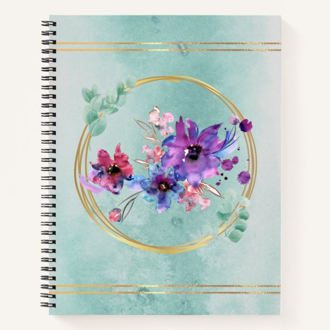 Purple Watercolor Floral  Notebook (Front)