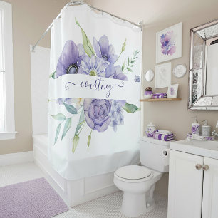 Purple watercolor floral personalized