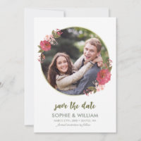 Purple Watercolor Floral Photo Save the Date