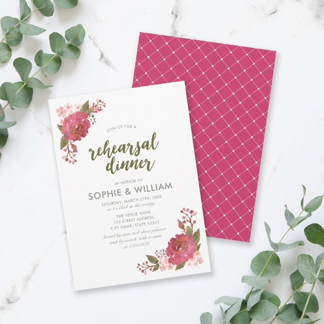 Purple Watercolor Floral Rehearsal Dinner Invitation (Creator Uploaded)