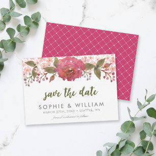 Purple Watercolor Floral Save the Date