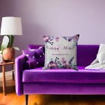 Purple Watercolor Floral & Silver Glitter Wedding Throw Pillow<br><div class="desc">Introducing the stunning purple watercolor floral & silver glitter wedding design, perfect for couples looking to add a touch of romance and sophistication to their special day. The delicate watercolor floral pattern in shades of purple, lavender, violet, and eggplant purple brings a sense of beauty and elegance to any wedding...</div>