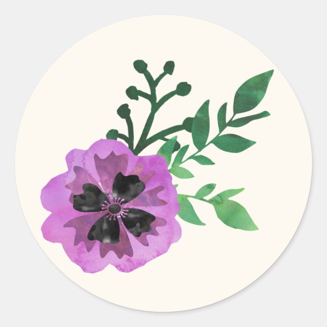 Purple Watercolor Floral Stickers (Front)