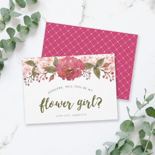 Purple Watercolor Floral Wedding Flower Girl Invitation