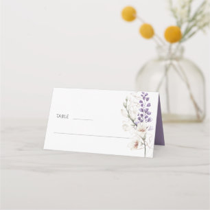 Purple Watercolor Floral Wedding Place Card