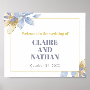 Purple Watercolor Floral Welcome Sign