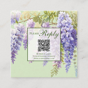 Purple watercolor floral wisteria lilac wedding enclosure card