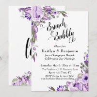 Purple Watercolor Florals Brunch & Bubbly