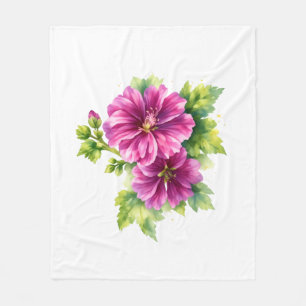 Purple Watercolor Flower Illustration  Fleece Blanket