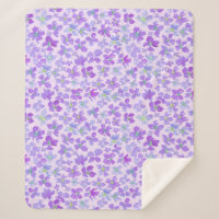 Purple watercolor flower lilac design fleece blank