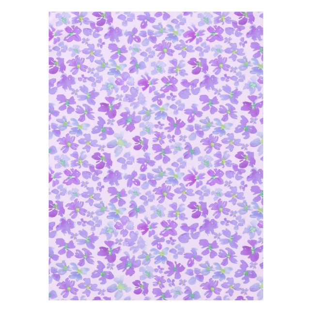 Purple watercolor flower lilac design tablecloth (Front)