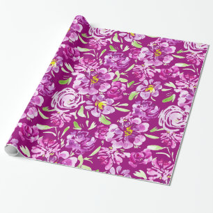 Purple watercolor flower peony design  wrapping pa paper