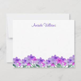 Purple Watercolor Flower Personalized Card