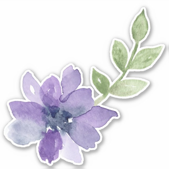Purple Watercolor Flower Sticker (Front)