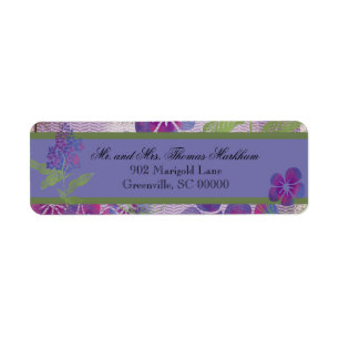 Purple Watercolor Flowers Custom Address Labels