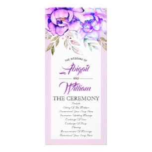 Purple watercolor flowers lilac wedding program