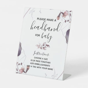 Purple Watercolor Flowers Sign - Headband Station